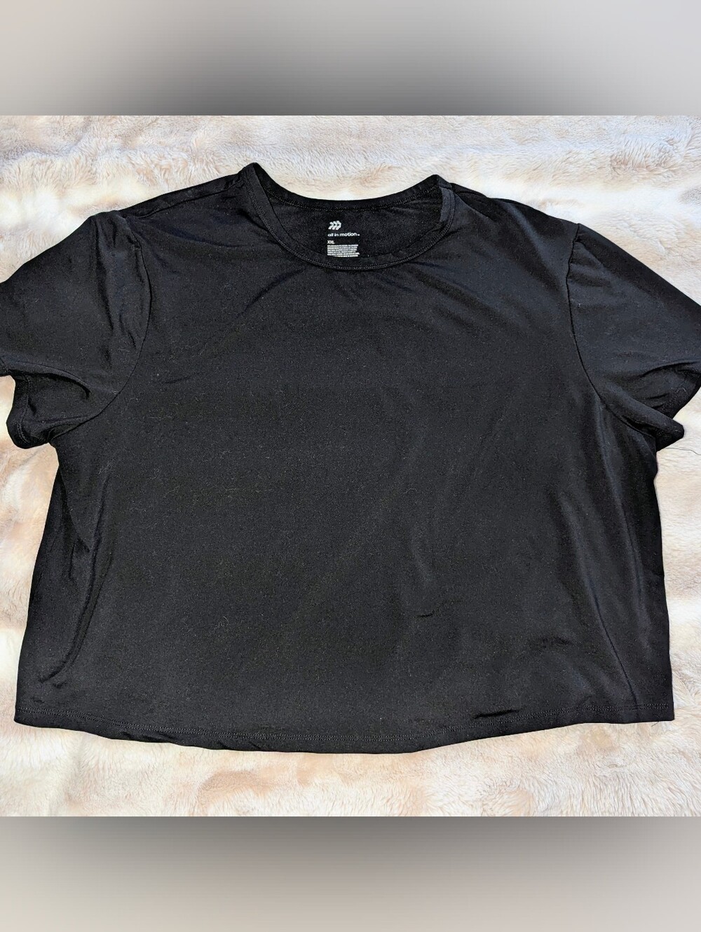 All in Motion Black Short Sleeve Crop Top Activewear Tee XXL